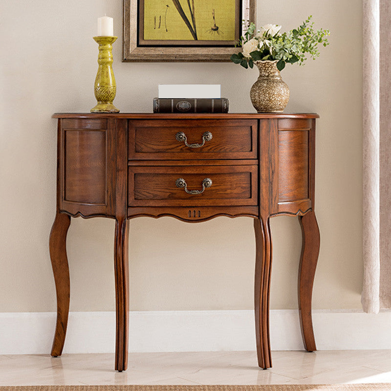 Mid-Century Modern Console Table 2-drawer Solid Wood Console Sofa Table