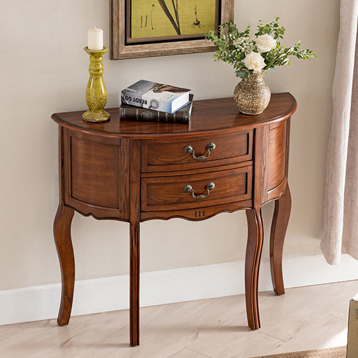 Mid-Century Modern Console Table 2-drawer Solid Wood Console Sofa Table