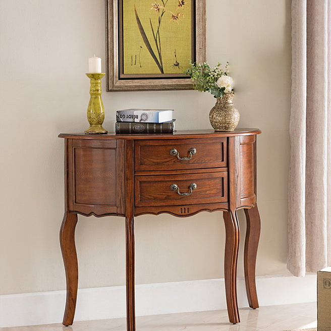 Mid-Century Modern Console Table 2-drawer Solid Wood Console Sofa Table