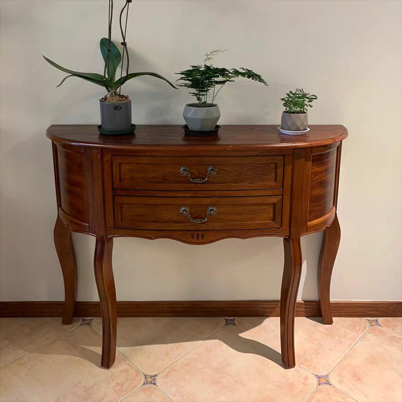 Mid-Century Modern Console Table 2-drawer Solid Wood Console Sofa Table