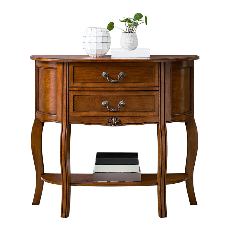 Mid-Century Modern Console Table 2-drawer Solid Wood Console Sofa Table