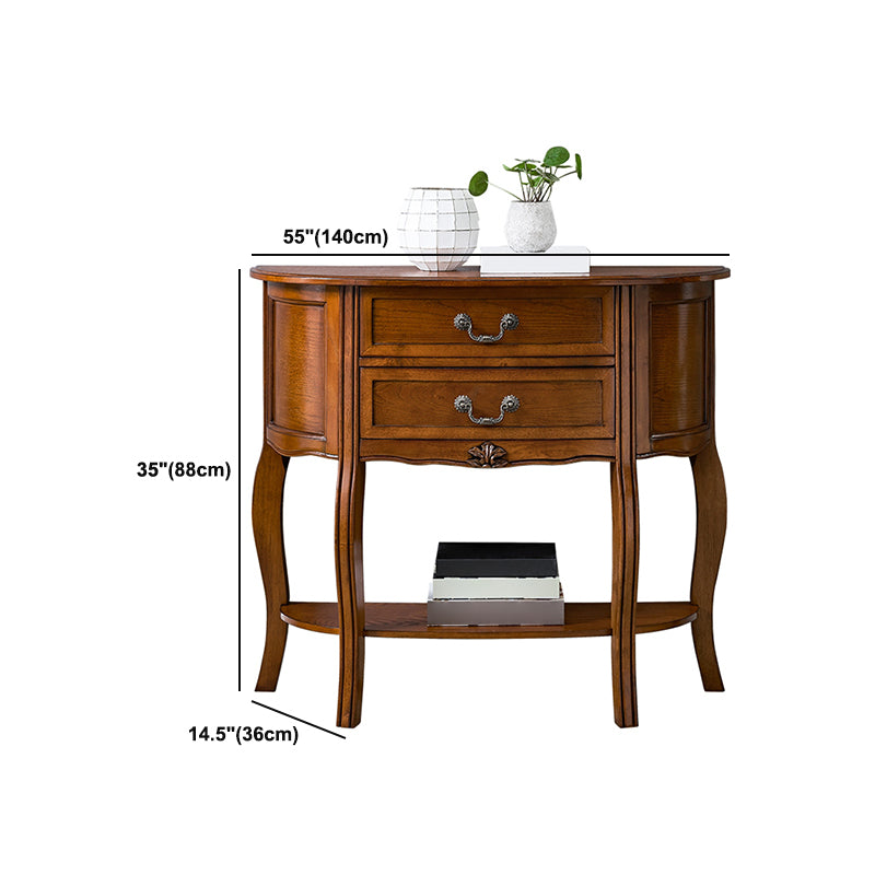 Mid-Century Modern Console Table 2-drawer Solid Wood Console Sofa Table