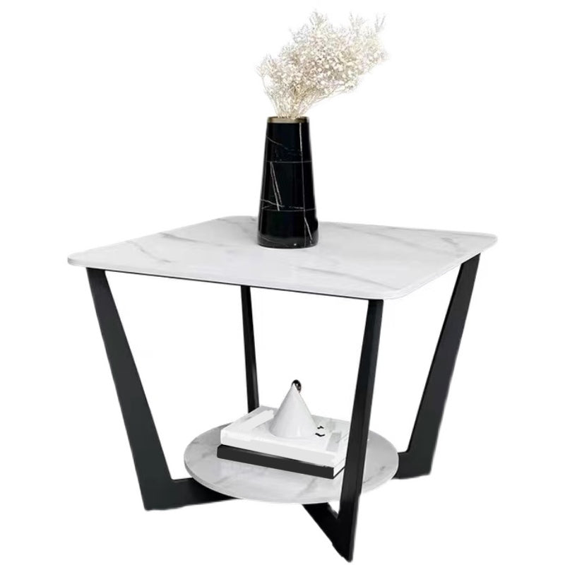 Modern Square Side Table Slate Sofa Corner Table with Storage