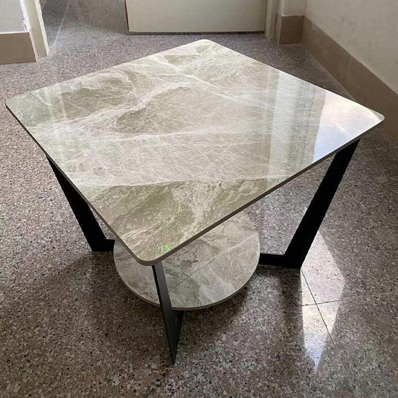 Modern Square Side Table Slate Sofa Corner Table with Storage