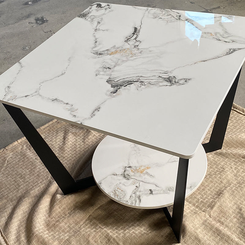 Modern Square Side Table Slate Sofa Corner Table with Storage