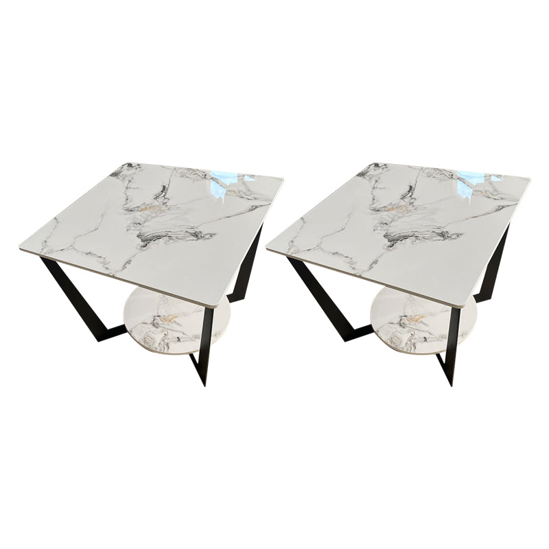 Modern Square Side Table Slate Sofa Corner Table with Storage