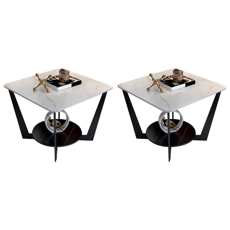 Modern Square Side Table Slate Sofa Corner Table with Storage