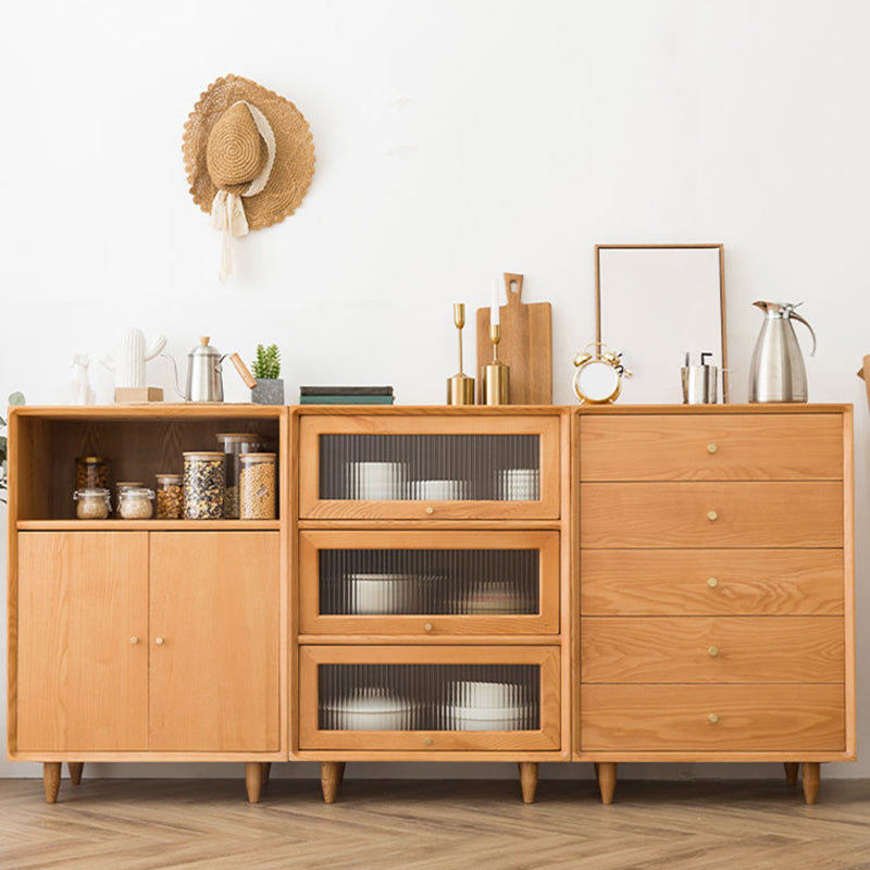 Modern Rectangle Cabinet Knobs Wood Side Cabinet with Drawer