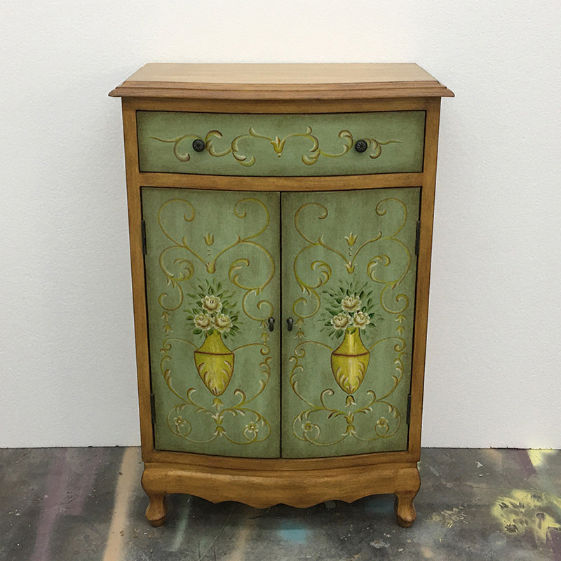 Mid-Century Modern Rectangle Cabinet Wood Side Cabinet with Drawer