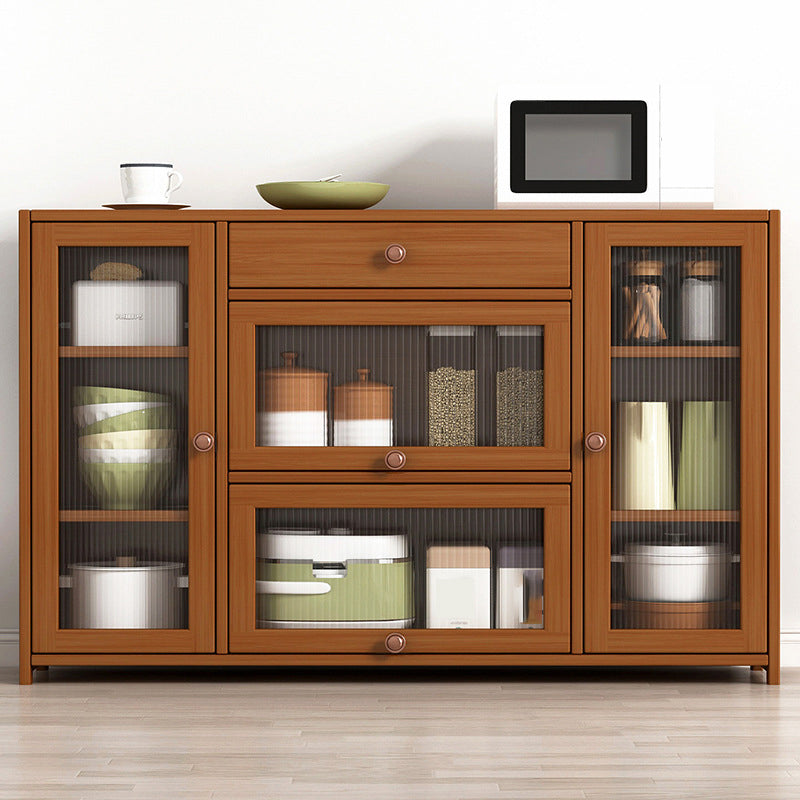 Modern Rectangle Accent Cabinet Brown Wood Knobs Side Cabinet with Doors