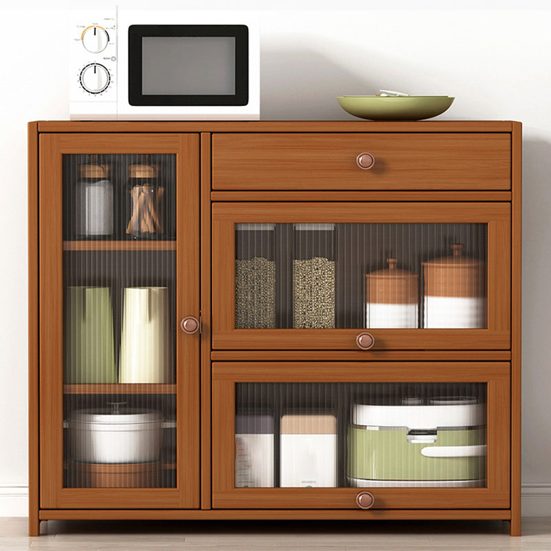 Modern Rectangle Accent Cabinet Brown Wood Knobs Side Cabinet with Doors