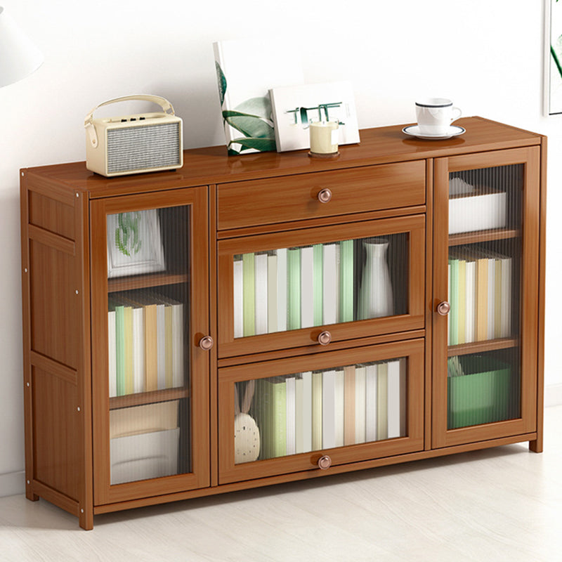 Modern Rectangle Accent Cabinet Brown Wood Knobs Side Cabinet with Doors