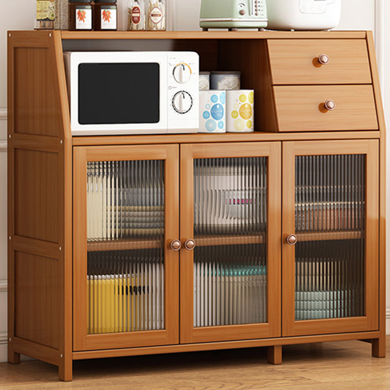 Modern Rectangle Accent Cabinet Brown Wood Knobs Side Cabinet with Doors