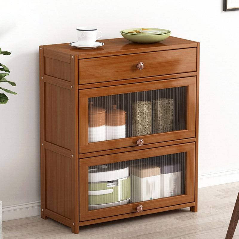 Modern Rectangle Accent Cabinet Brown Wood Knobs Side Cabinet with Doors