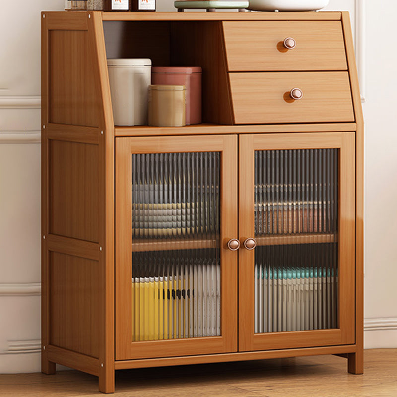 Modern Rectangle Accent Cabinet Brown Wood Knobs Side Cabinet with Doors