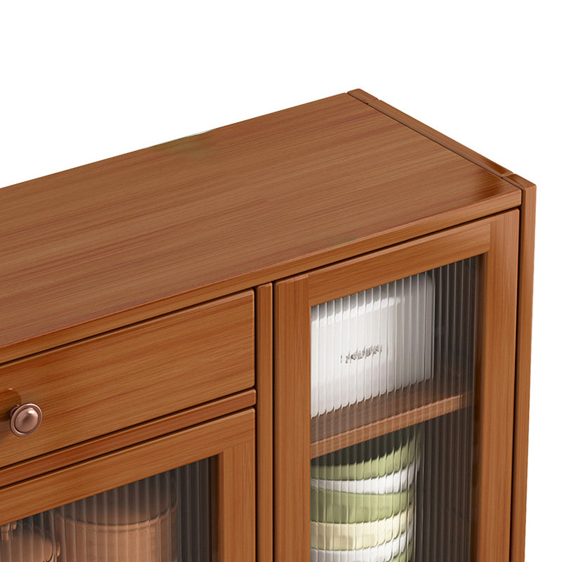 Modern Rectangle Accent Cabinet Brown Wood Knobs Side Cabinet with Doors