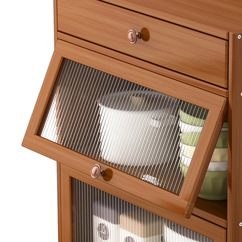 Modern Rectangle Accent Cabinet Brown Wood Knobs Side Cabinet with Doors