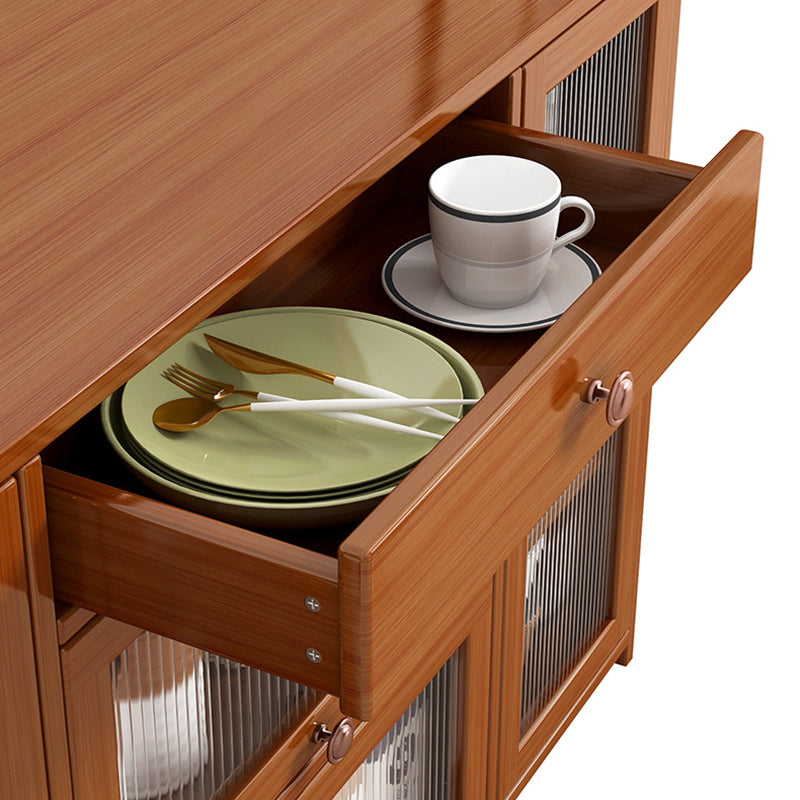 Modern Rectangle Accent Cabinet Brown Wood Knobs Side Cabinet with Doors