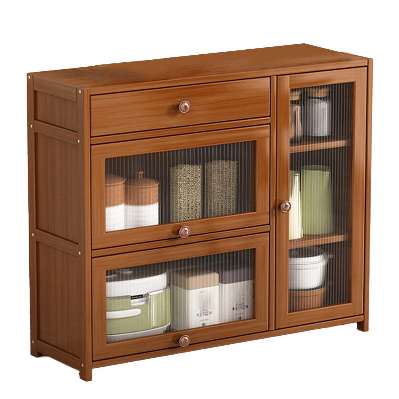 Modern Rectangle Accent Cabinet Brown Wood Knobs Side Cabinet with Doors