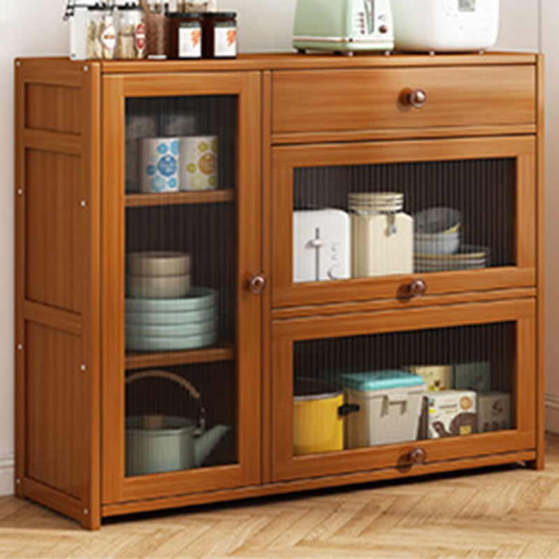 Modern Rectangle Accent Cabinet Brown Wood Knobs Side Cabinet with Doors