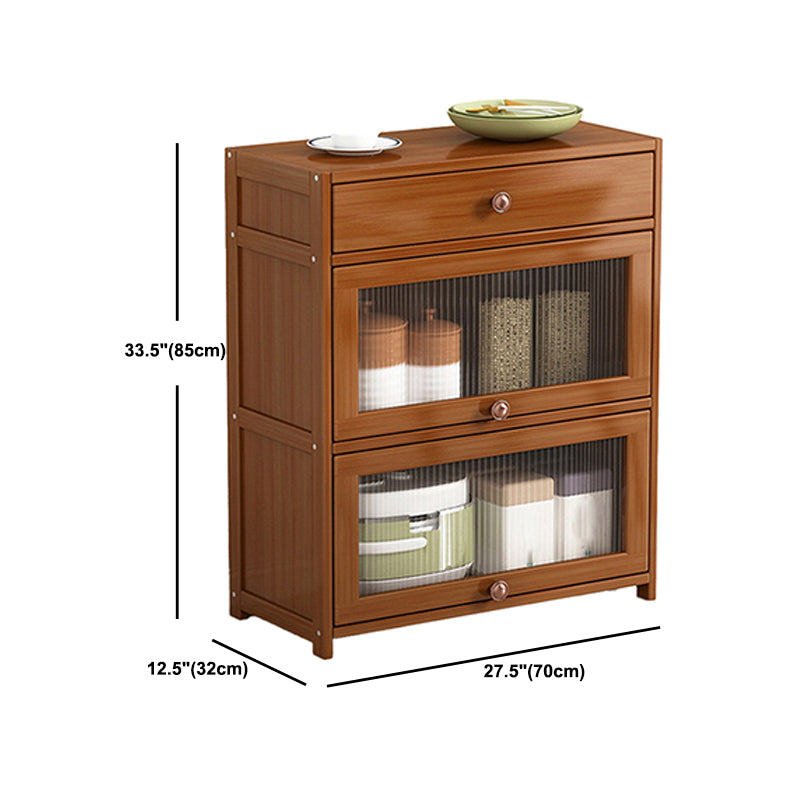 Modern Rectangle Accent Cabinet Brown Wood Knobs Side Cabinet with Doors
