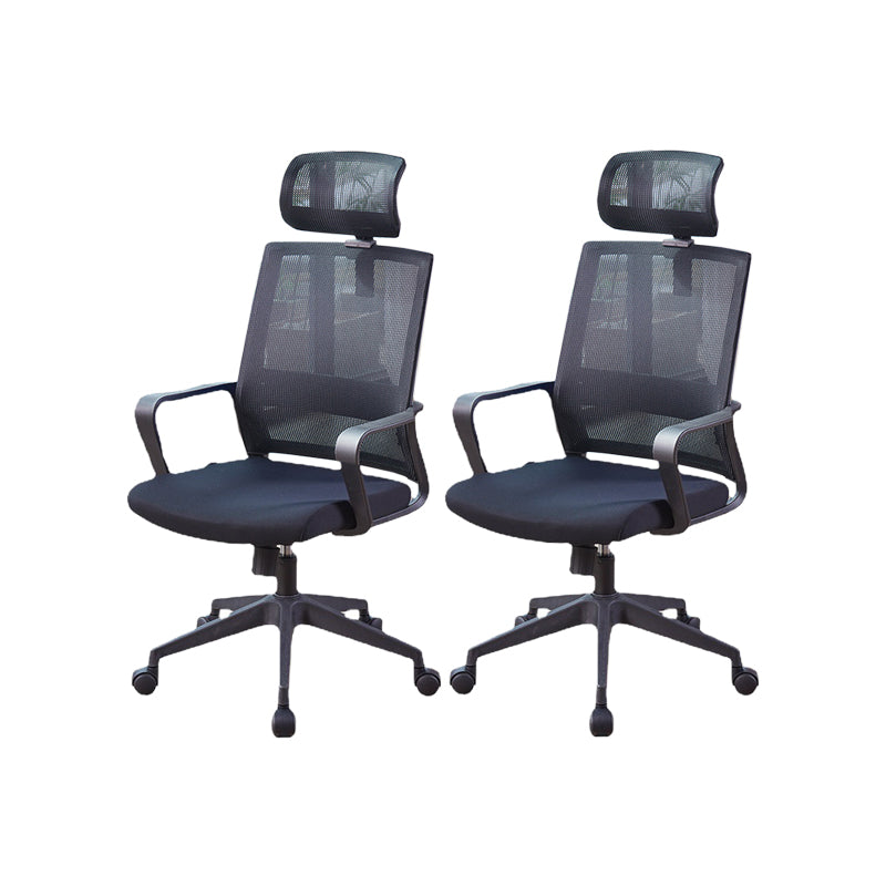Modern Fixed Arms Chair Height-adjustable Office Chair with Wheels