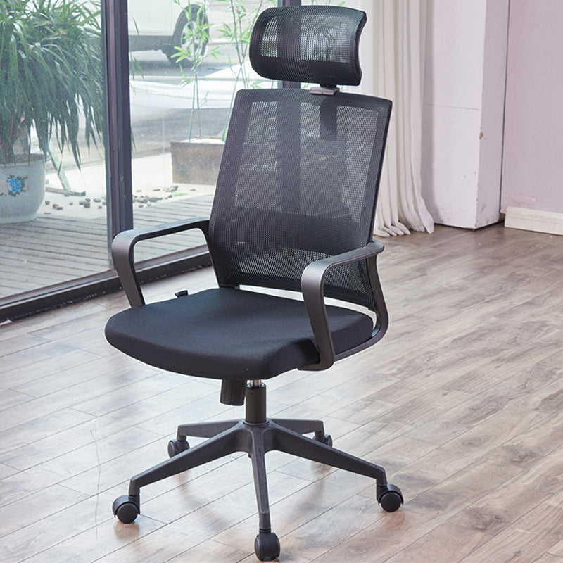 Modern Fixed Arms Chair Height-adjustable Office Chair with Wheels