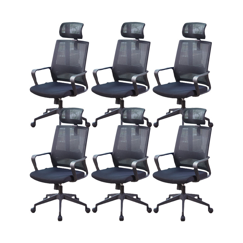 Modern Fixed Arms Chair Height-adjustable Office Chair with Wheels