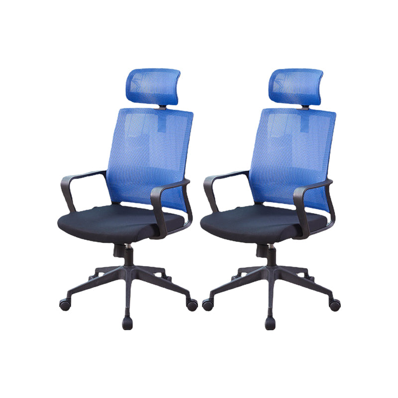 Modern Fixed Arms Chair Height-adjustable Office Chair with Wheels