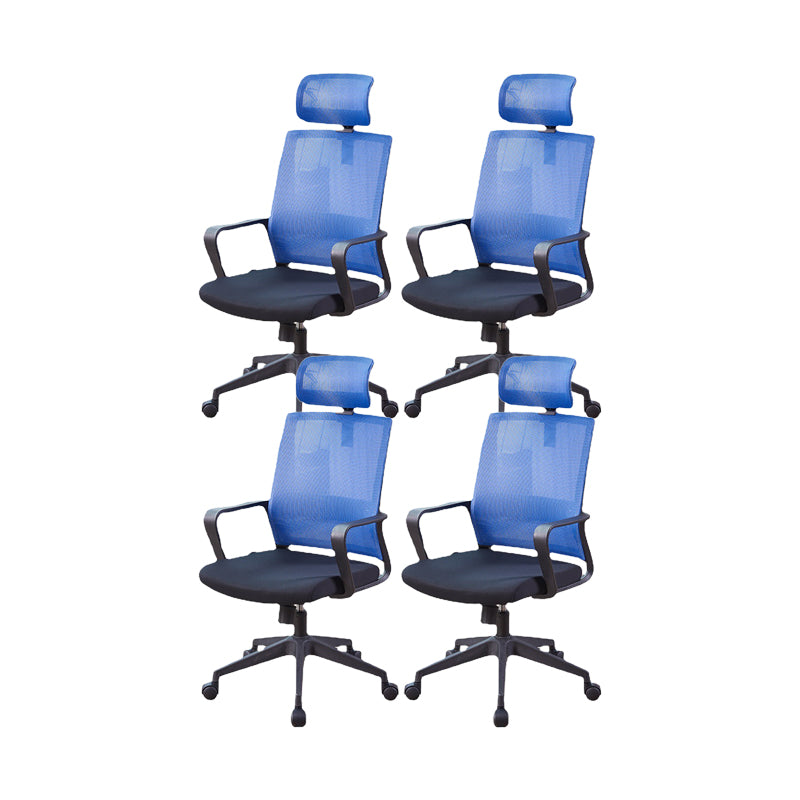 Modern Fixed Arms Chair Height-adjustable Office Chair with Wheels