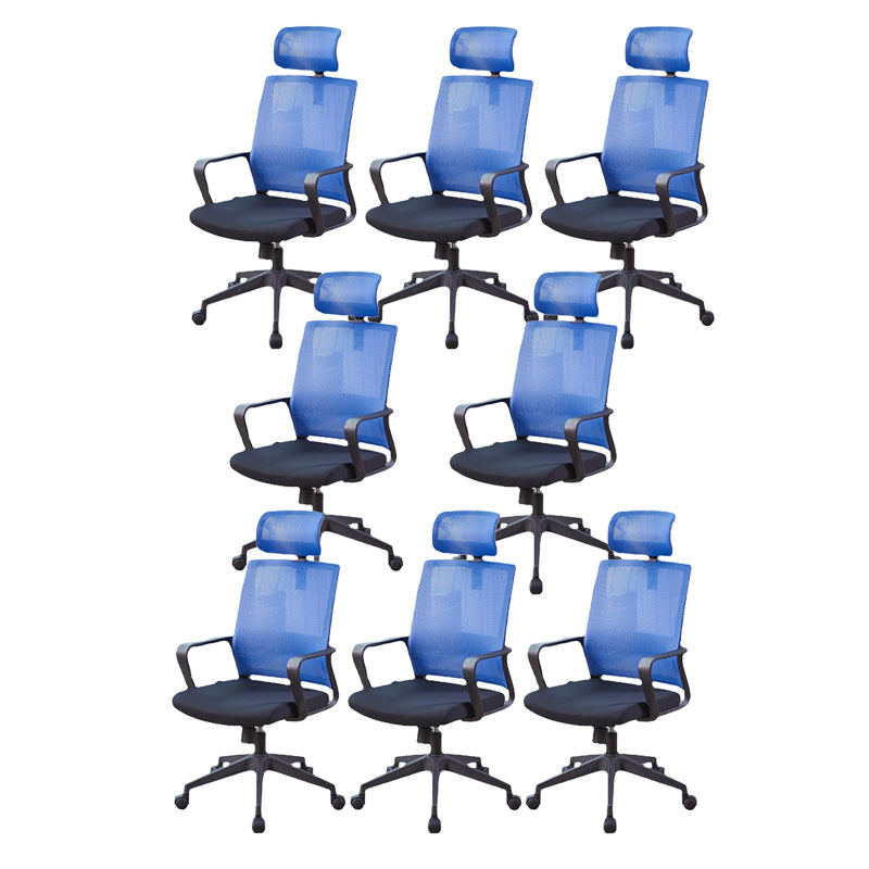 Modern Fixed Arms Chair Height-adjustable Office Chair with Wheels