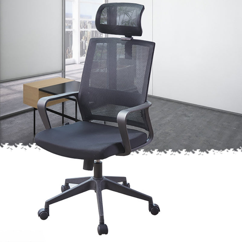 Modern Fixed Arms Chair Height-adjustable Office Chair with Wheels