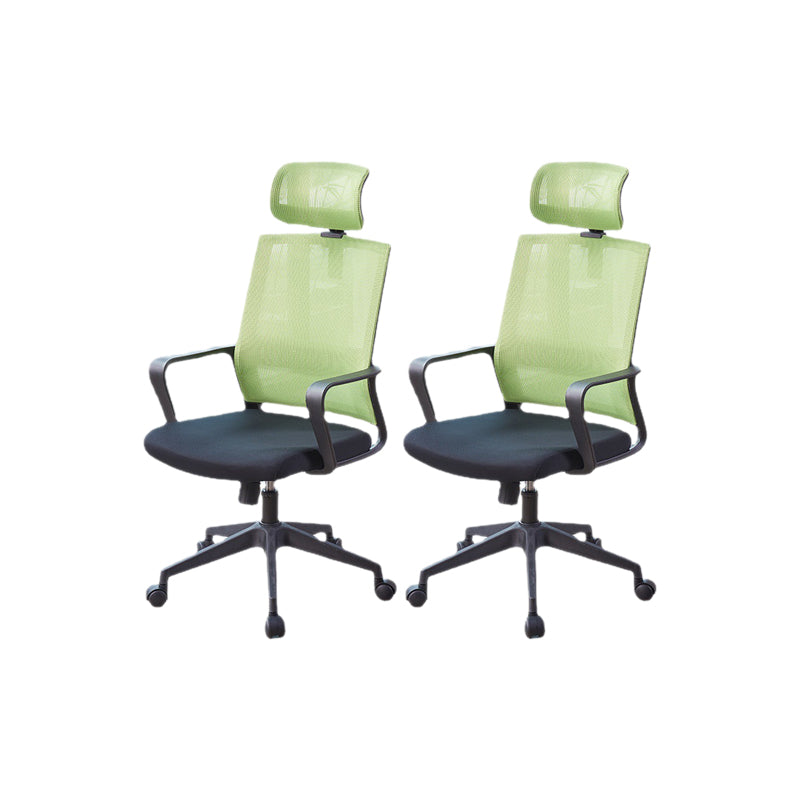 Modern Fixed Arms Chair Height-adjustable Office Chair with Wheels