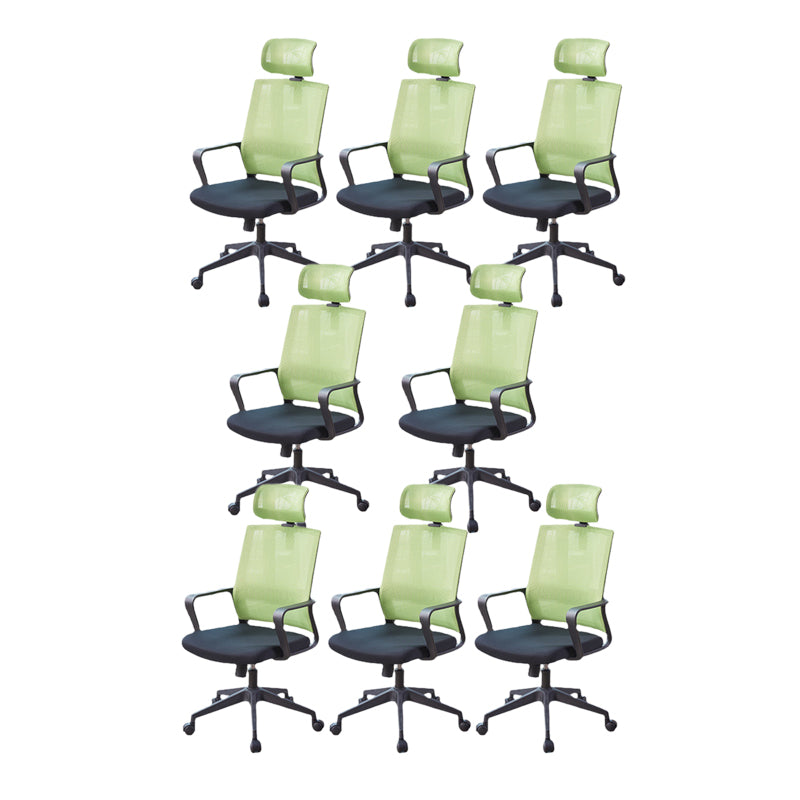 Modern Fixed Arms Chair Height-adjustable Office Chair with Wheels