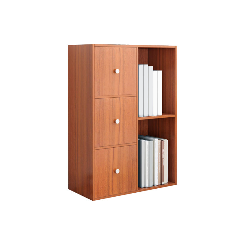 Floor Modern Book Shlef with Doors Closed Back 9.45" W Wooden Shelf for Living Room