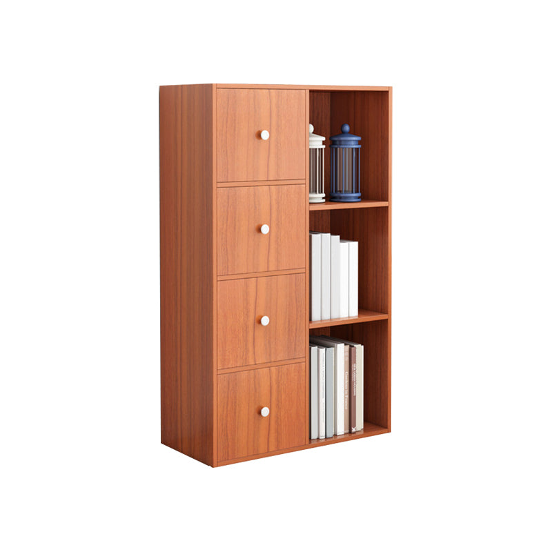 Floor Modern Book Shlef with Doors Closed Back 9.45" W Wooden Shelf for Living Room