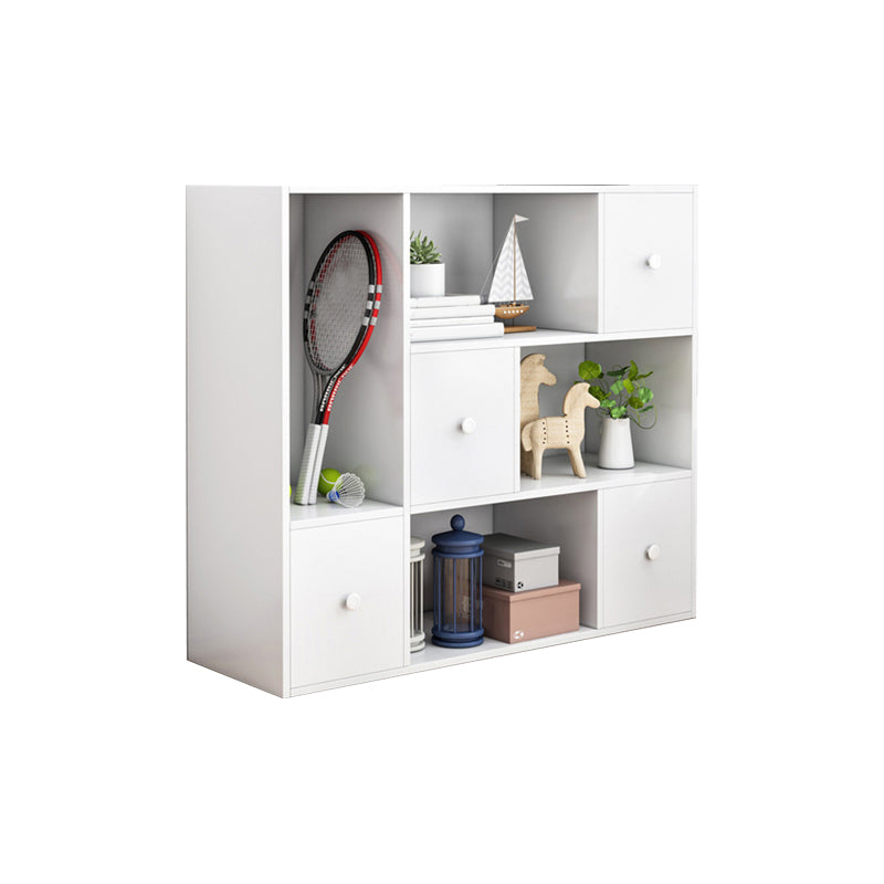 Floor Modern Book Shlef with Doors Closed Back 9.45" W Wooden Shelf for Living Room