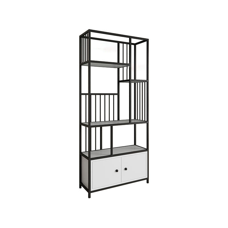 Modern Fioor Metal Shelf Bookcase Vertical Open Book Shelf with Cabinets