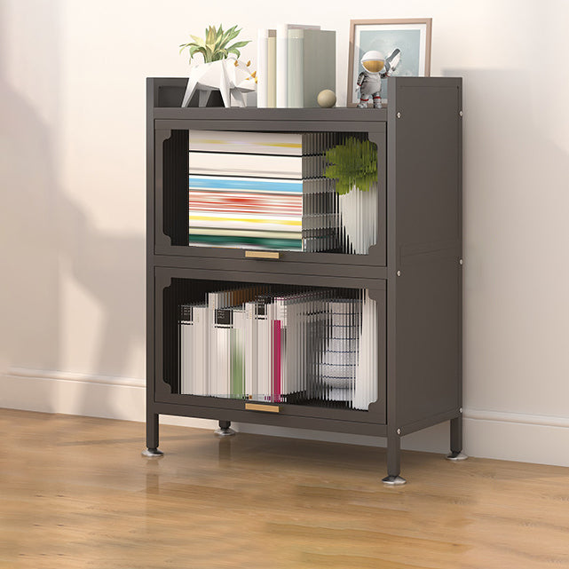 Modern Metal Bookshelf Standard Closed Back Bookcase with Doors