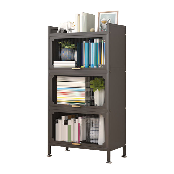 Modern Metal Bookshelf Standard Closed Back Bookcase with Doors