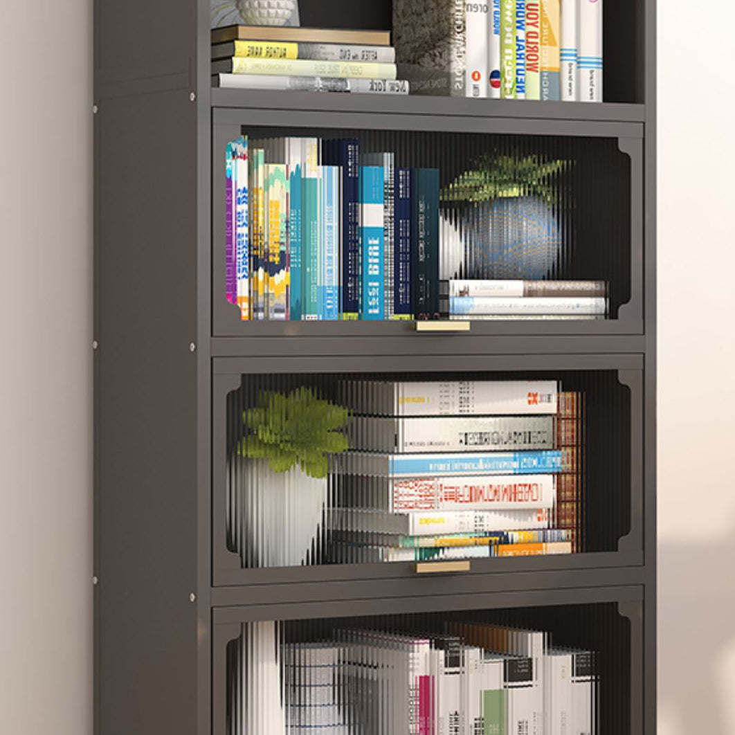 Modern Metal Bookshelf Standard Closed Back Bookcase with Doors