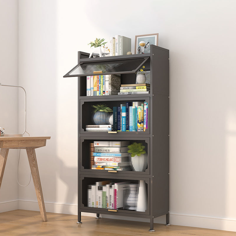 Modern Metal Bookshelf Standard Closed Back Bookcase with Doors