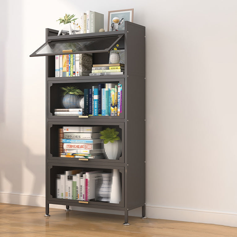 Modern Metal Bookshelf Standard Closed Back Bookcase with Doors