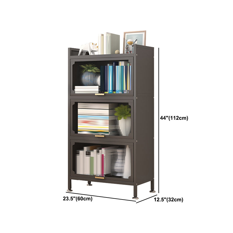 Modern Metal Bookshelf Standard Closed Back Bookcase with Doors
