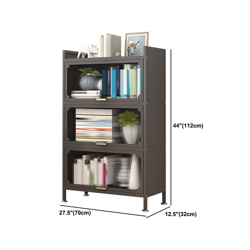 Modern Metal Bookshelf Standard Closed Back Bookcase with Doors