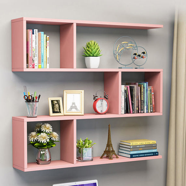 Floating Modern Bookcase Horizontal Matte Finish Wood Open Case for Living Room