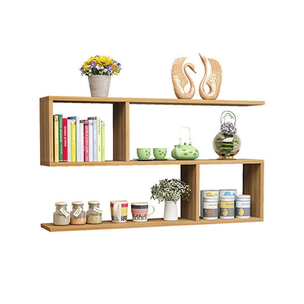 Floating Modern Bookcase Horizontal Matte Finish Wood Open Case for Living Room