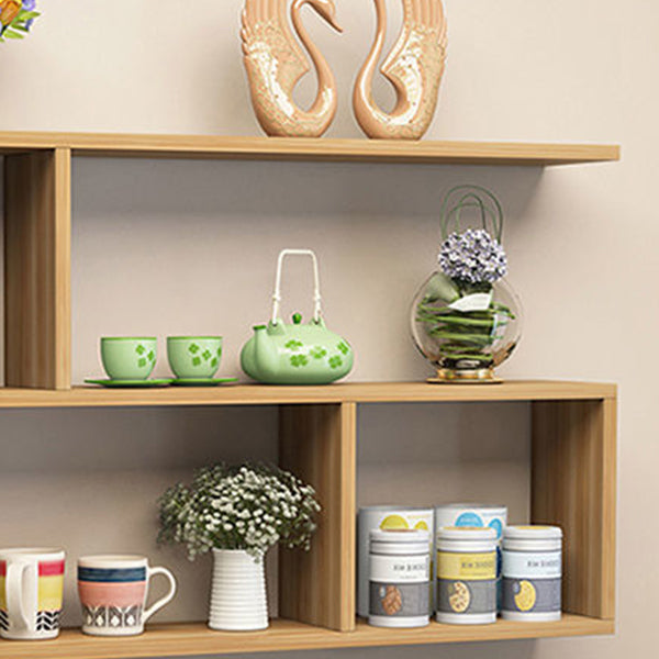 Floating Modern Bookcase Horizontal Matte Finish Wood Open Case for Living Room