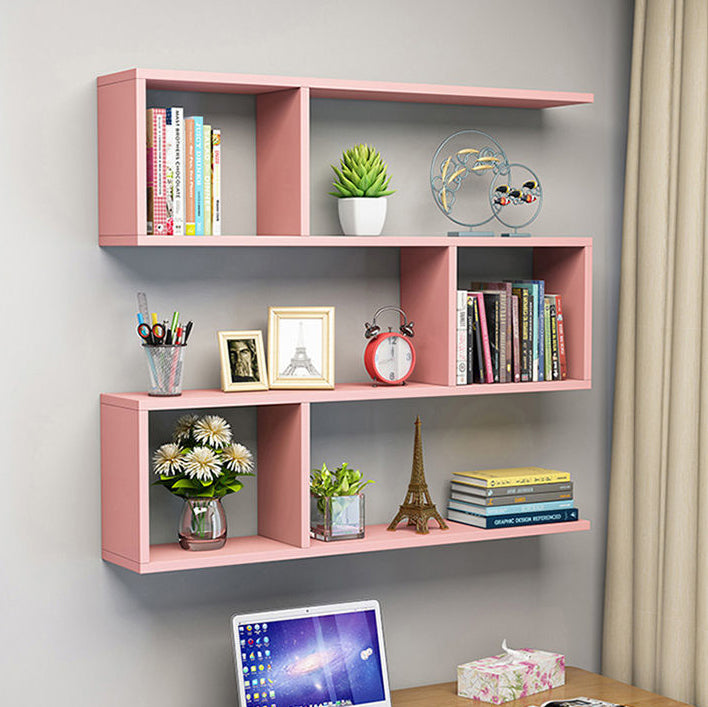 Floating Modern Bookcase Horizontal Matte Finish Wood Open Case for Living Room