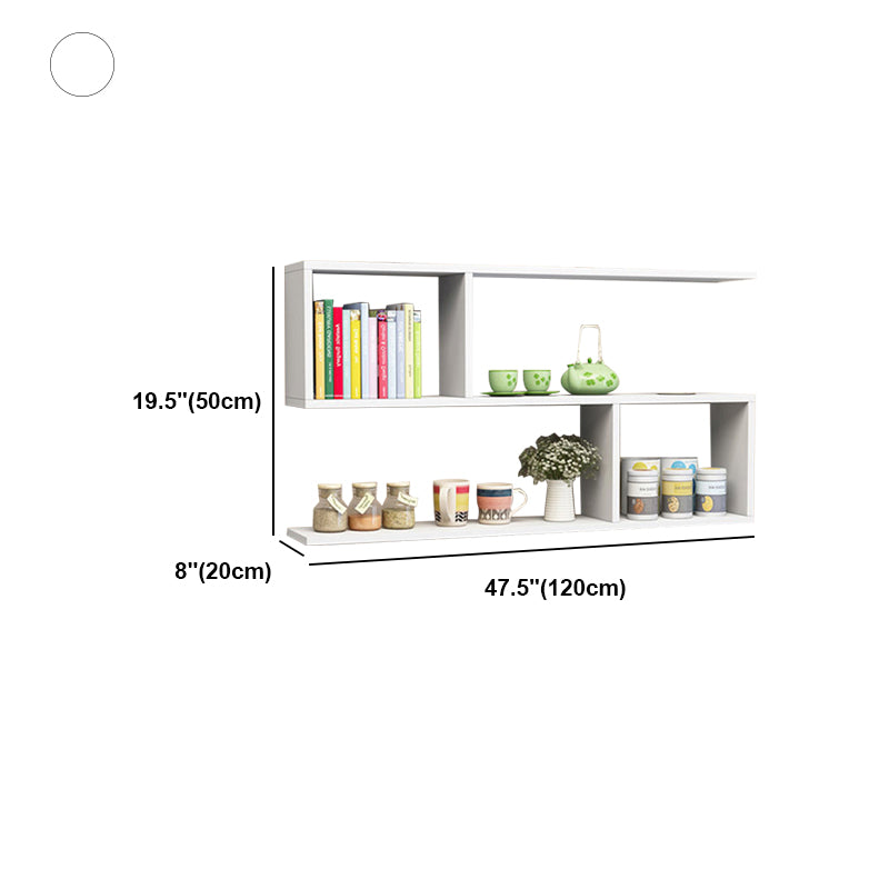 Floating Modern Bookcase Horizontal Matte Finish Wood Open Case for Living Room